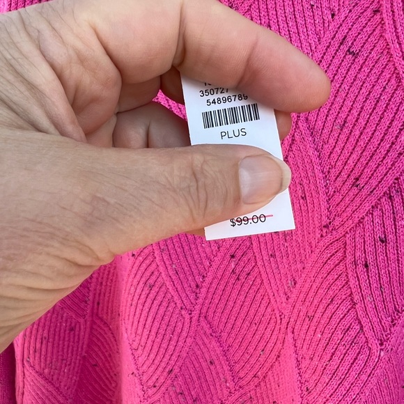 NWT Talbots Pretty Pink Multicolored Flecks Diamond Weave Cowl Neck Sweater - Picture 6 of 6
